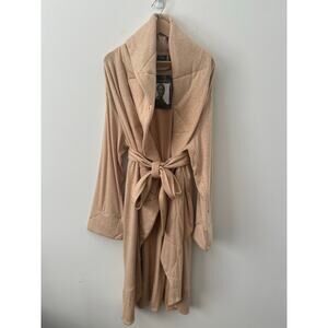 Attitudes by Renee Wrap Belted Shawl Collar Lounge Robe Womens M/L Beige NWT